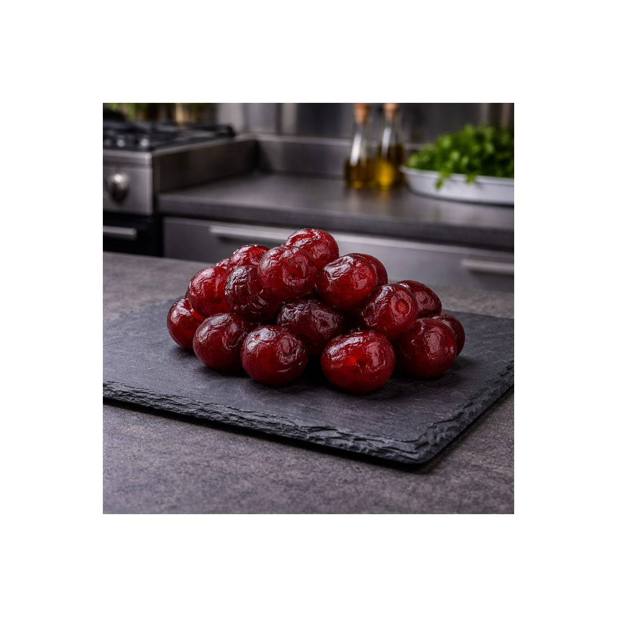 Cerezas bigarreau confitadas para decoración pastelera, textura firme y regular