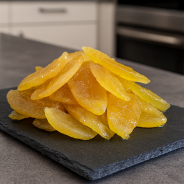 Cascas de limão cristalizadas para pastelaria e cozinha salgada