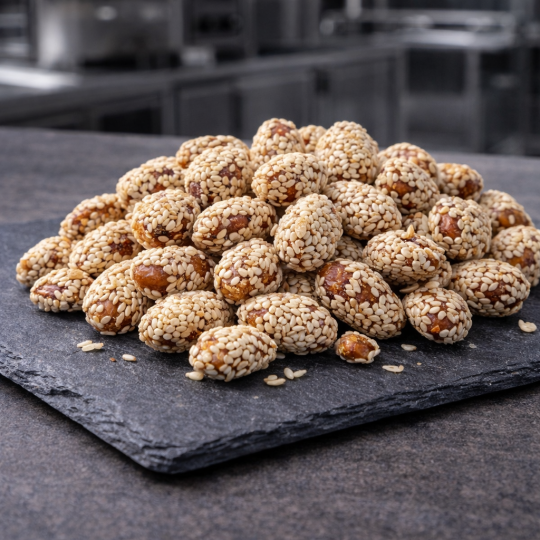 Cacahuetes caramelizados con sésamo – snack crujiente y goloso