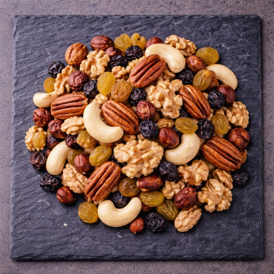 Mistura de frutos secos mendicantes vista superior