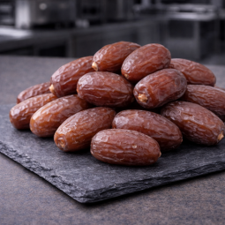 Soft Medjool Date abundant flesh side view