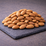 Natural almonds dried fruits overall view