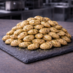 Herb-seasoned almonds dried fruits top view