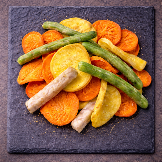 Chips de légumes vue du dessus
