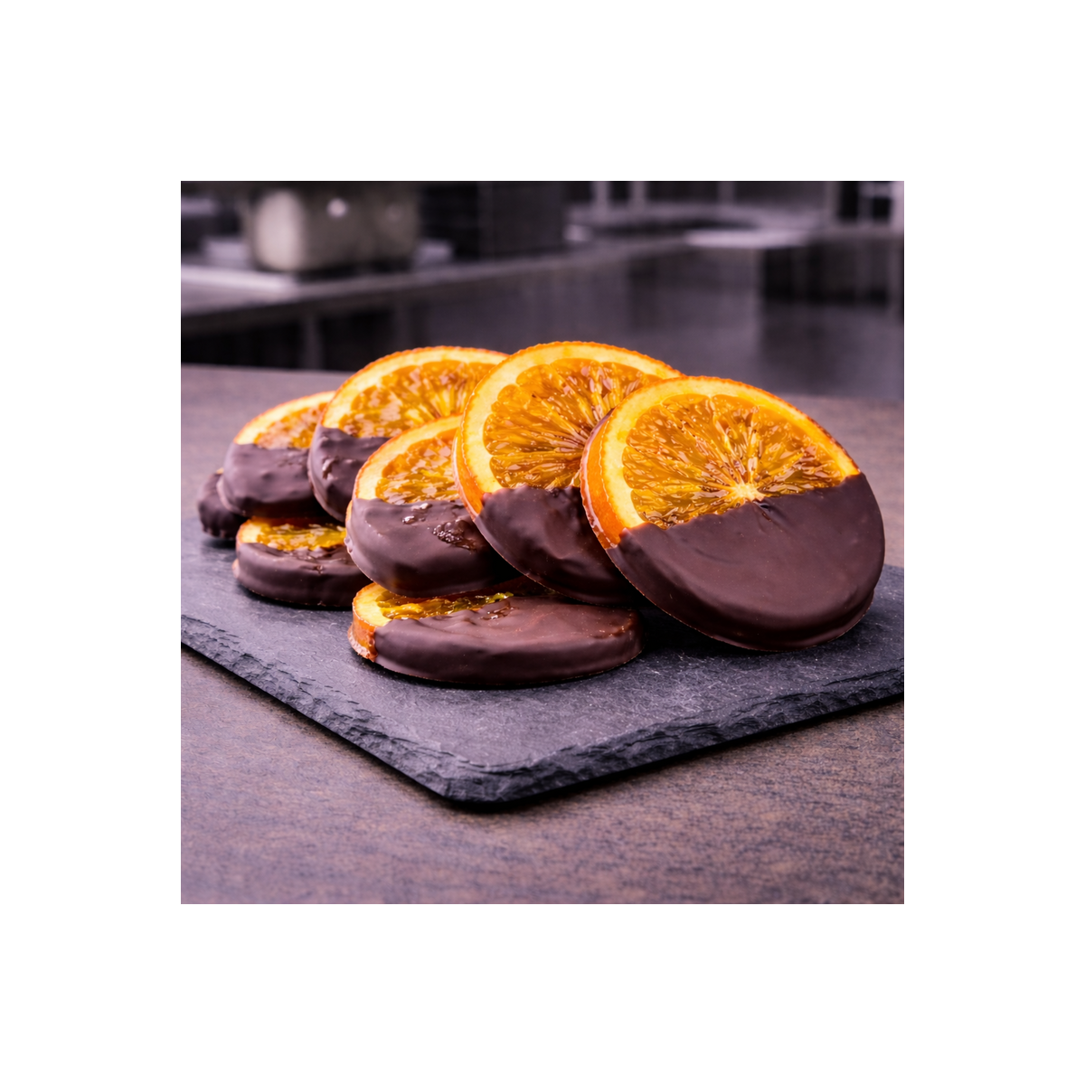 oranges confites chocolatées tranches fruit et chocolat