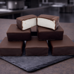Chocolade-omhulde marshmallow met vanille – detail