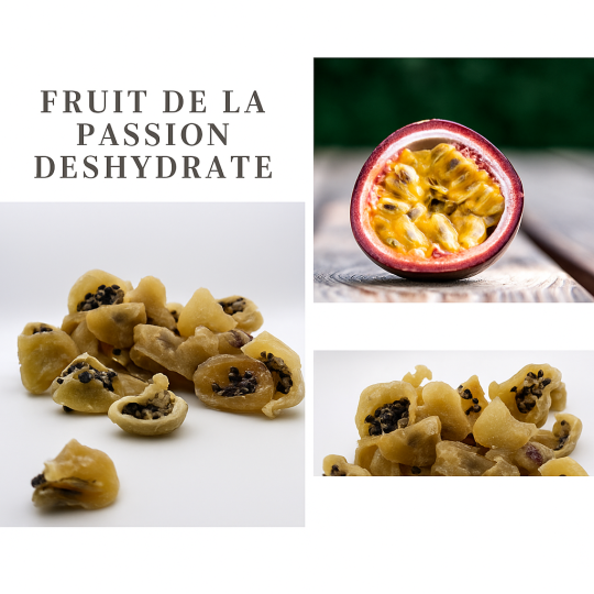 French artisanal dehydrated passion fruit rich in fiber and antioxidants, perfect tropical treat