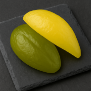 Top-view candied citron on premium slate board – Provence delicacy