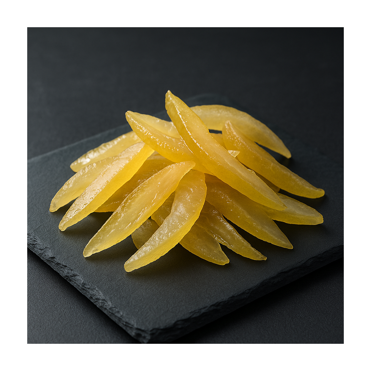 Candied lemon peels on premium slate board – Provence specialty