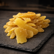 Textura do gengibre desidratado em detalhe