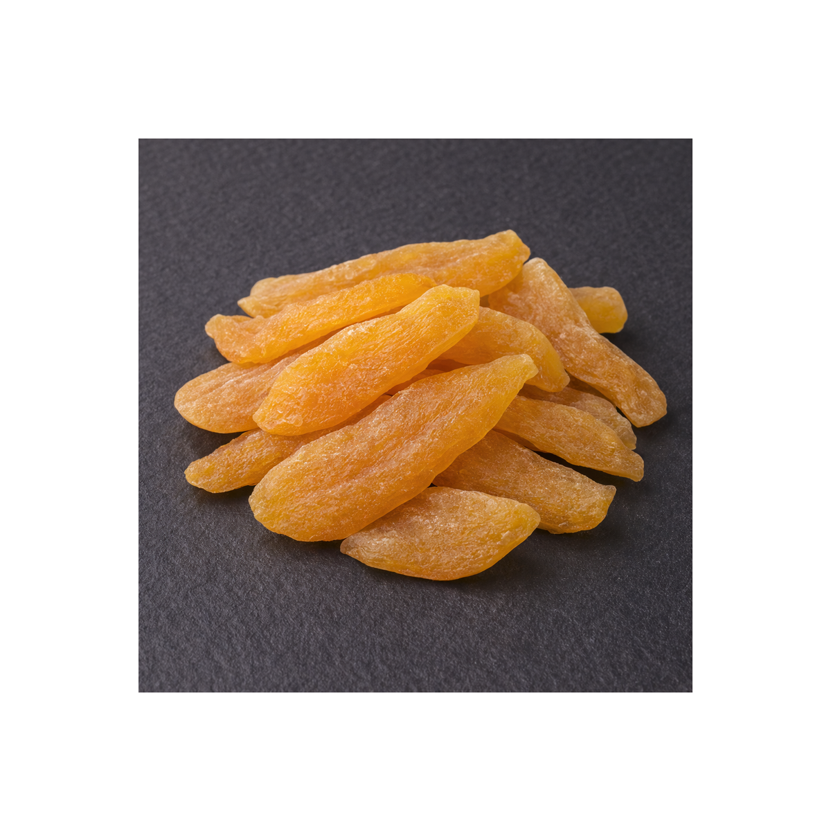 Gedroogde meloen op premium leistenen plank – zacht gedroogd fruit