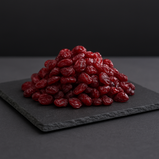 Dried cranberries on a dark slate board – premium dried fruits