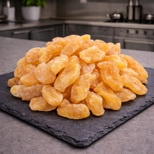 Close-up of the soft texture of dehydrated apple