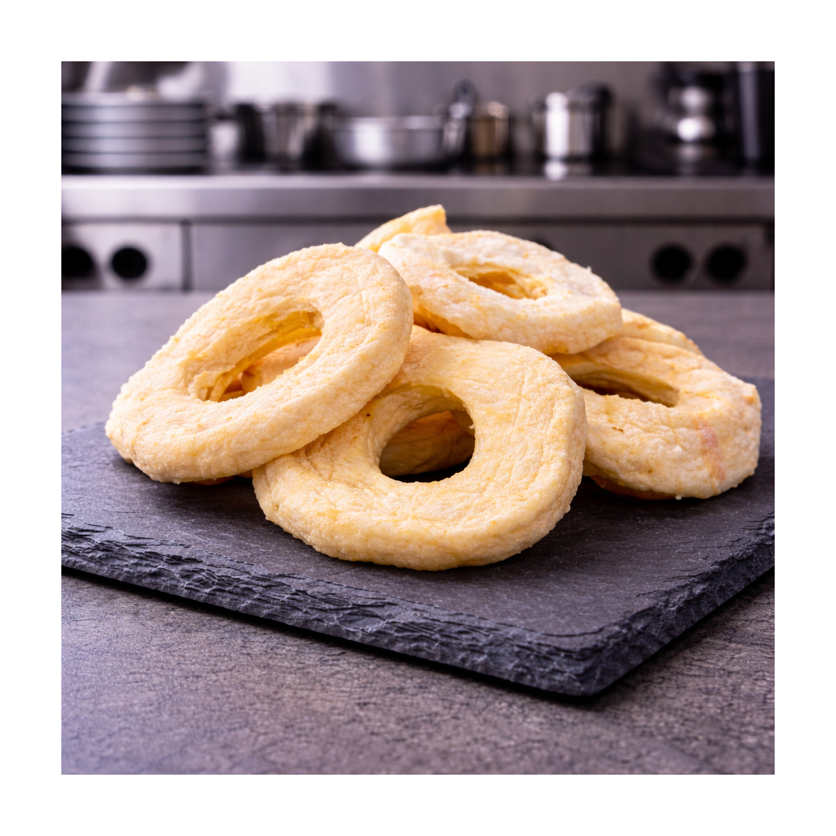 Pommes déshydratées moelleuses sur ardoise premium