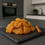 Manzana deshidratada con canela utilizada en repostería profesional