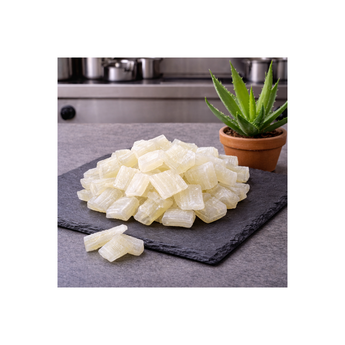 Aloe vera déshydraté sur ardoise premium